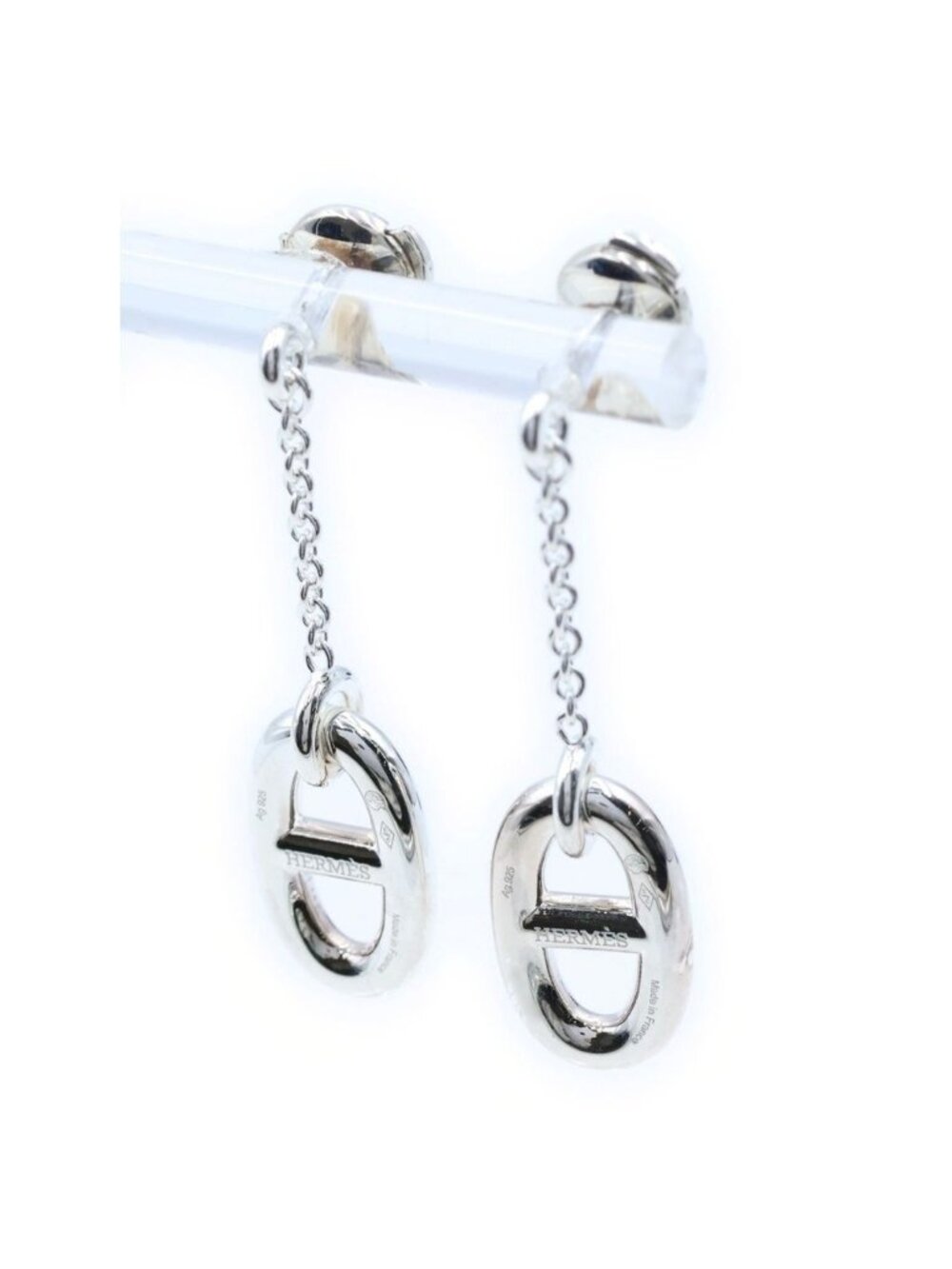 Hermes Chaine D'ancre Farandole Earrings 925 Sterling Silver